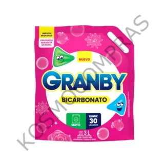Jabón líquido para lavar ropa bicarbonato baja espuma de rosas Granby 3 l