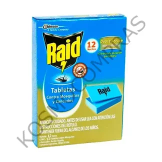 Caja de Tabletas Raid contra Mosquitos y Zancudos de 12 Noches