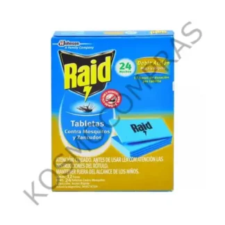 Caja de Tabletas Raid contra Mosquitos y Zancudos de 24 Noches