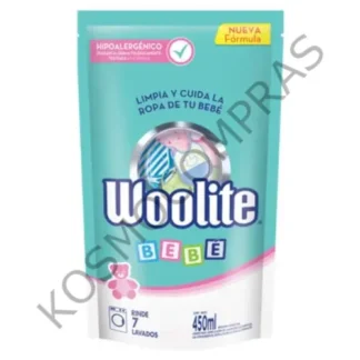 n Líquido para Ropa Bebé Woolite para Lavarropas Doypack de 450mL