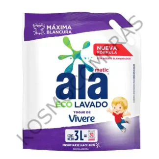 Jabón Líwuido Ala para Ropa Ecolavado Vivere Doypack de 3l