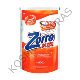 Jabón Líquido para Ropa Zorro Plus Lavado a Mano Doypack de 800mL