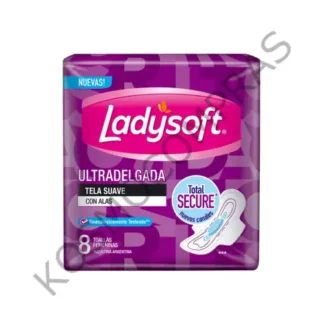 Toalla Femenina Ladysoft Normal con Alas ultradelgada de 8 unidades