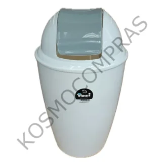 Cesto de Basura con Tapa Vaivén Yesi de 14L Blanco y verde