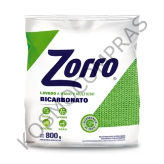 Detergente en Polvo Zorro Bicarbonato Lavado a Mano de 800gr